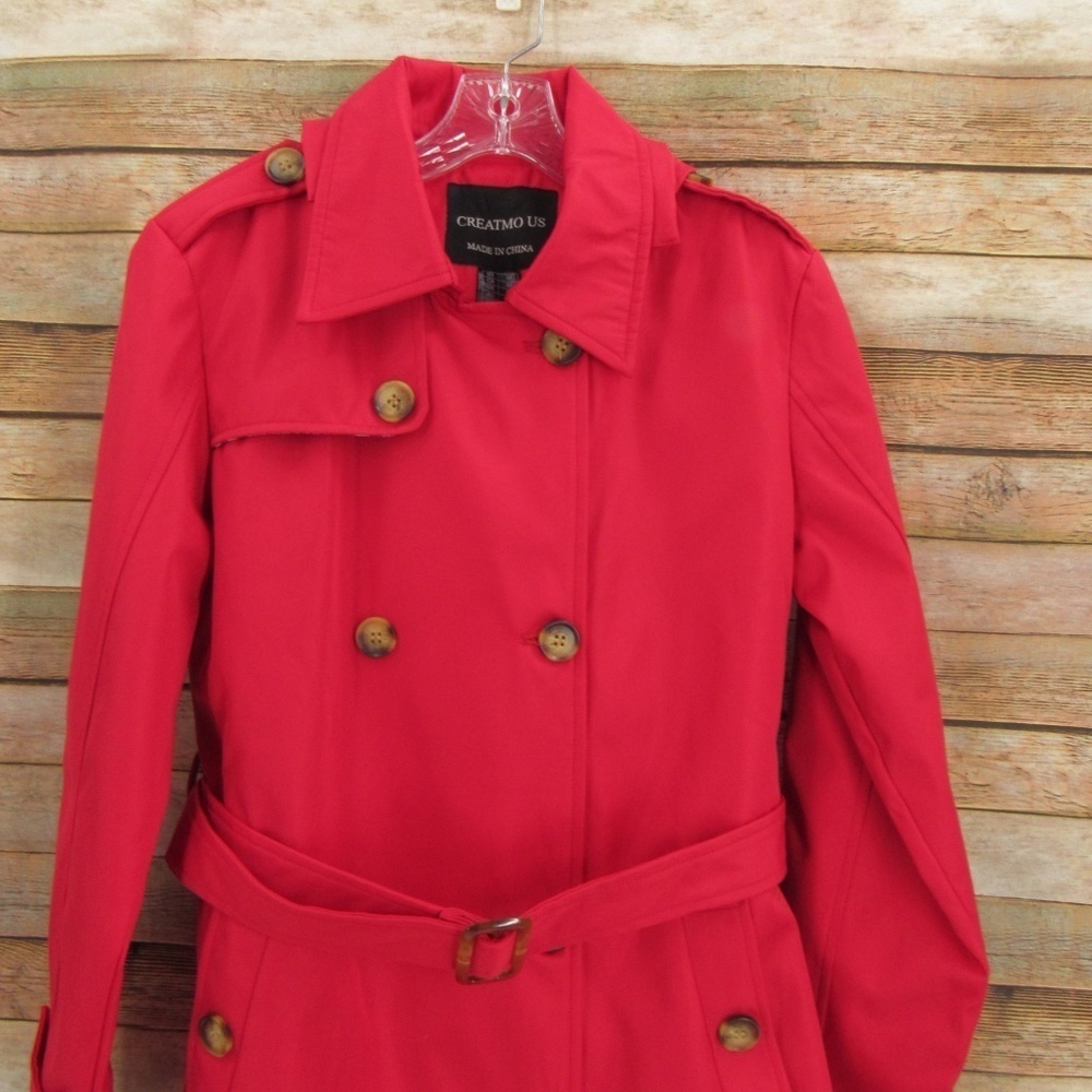 Creatmo Us Double Breasted Red Spring Coat M - image 5
